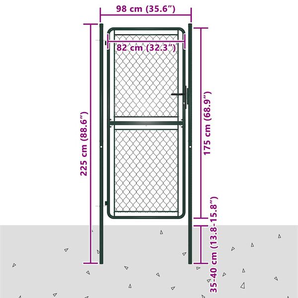 vidaXL Садові Ворота Зелений 100x175 см Сталь