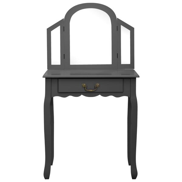 vidaXL Туалетний столик з табуретом Сірий 65x36x128 см Павловнія/МДФ