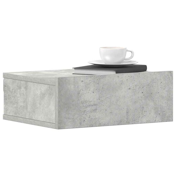 800314 vidaXL Floating Nightstand Concrete Grey 40x30x15 cm Chipboard
