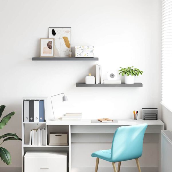 vidaXL Настінні полиці з прихованим кріпленням 2 шт Сірий 90x23,5x3,8 см МДФ