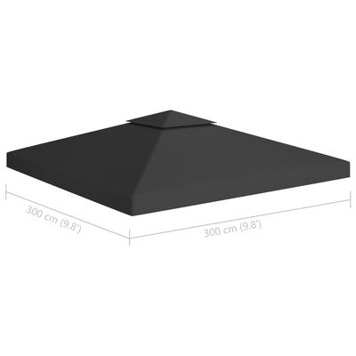 vidaXL 2-рівневе покриття для альтанки 310 г/м² Чорний 3x3 м