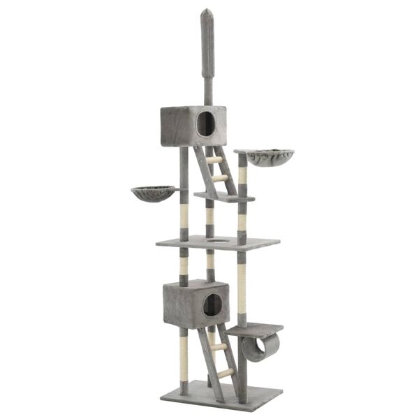170522 vidaXL Cat Tree with Sisal Scratching Posts 230-260 cm Grey