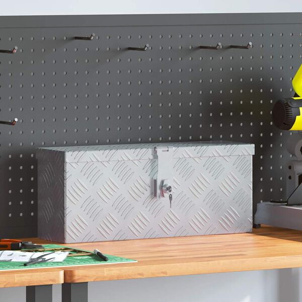 vidaXL Алюмінієвий Ящик Сріблястий 48,5x14x20 см