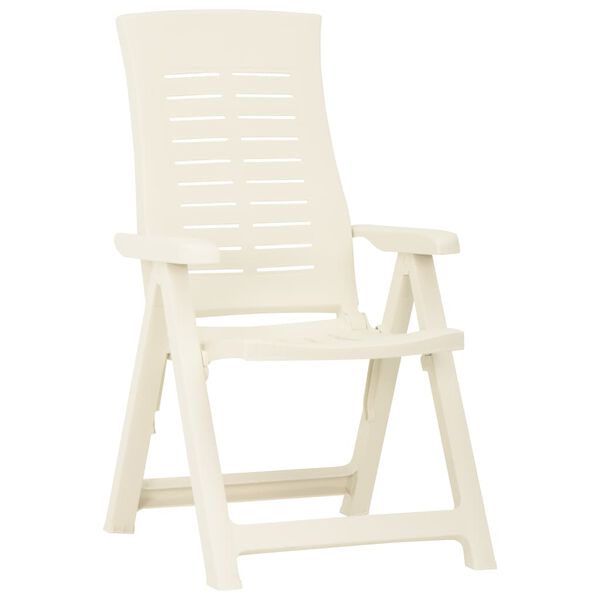 vidaXL Садові стільці з відкидною спинкою 2 шт Білий Пластик