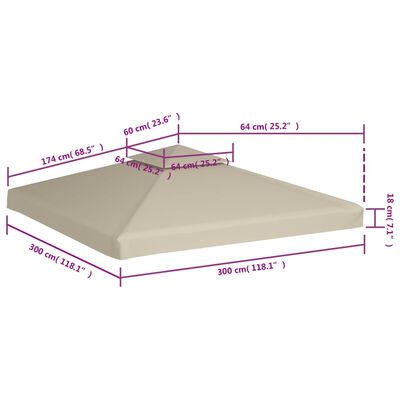 vidaXL Змінне покриття для альтанки 310 г/м² Бежевий 3х3 м