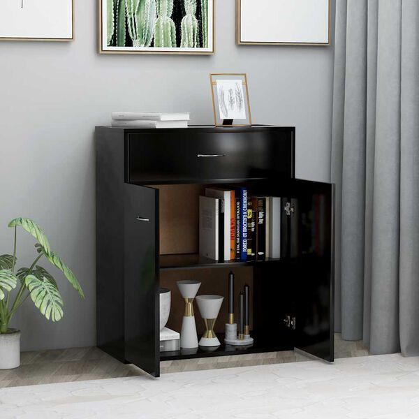 800712 vidaXL Sideboard Black 60x30x75 cm Chipboard