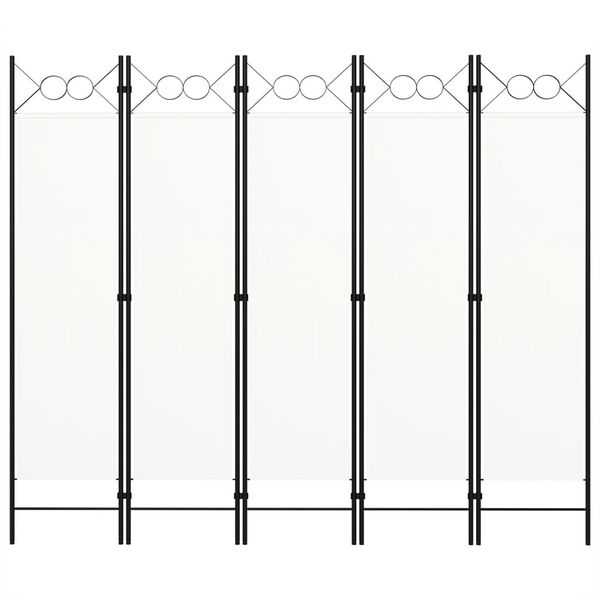 vidaXL 5-Панельна Кімнатна Перегородка Кремово-Білий 200x180 см