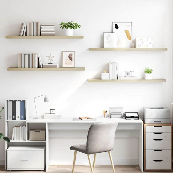 vidaXL Настінні Полиці з Прихованим Кріпленням 4 шт 120x23,5x3,8см МДФ