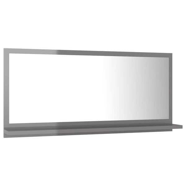 804579 vidaXL Bathroom Mirror High Gloss Grey 80x10,5x37 cm Chipboard