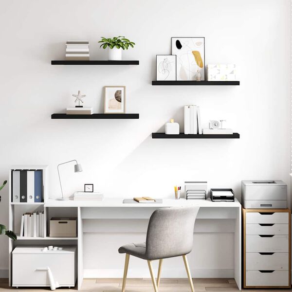 vidaXL Настінні полиці з прихованим кріпленням 4 шт Чорний 80x23,5x3,8 см МДФ