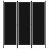 vidaXL 3-Панельна Кімнатна Перегородка Чорний 150x180 см