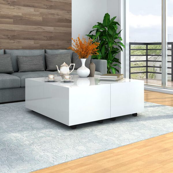 283724 vidaXL Coffee Table High Gloss White 100x100x35 cm