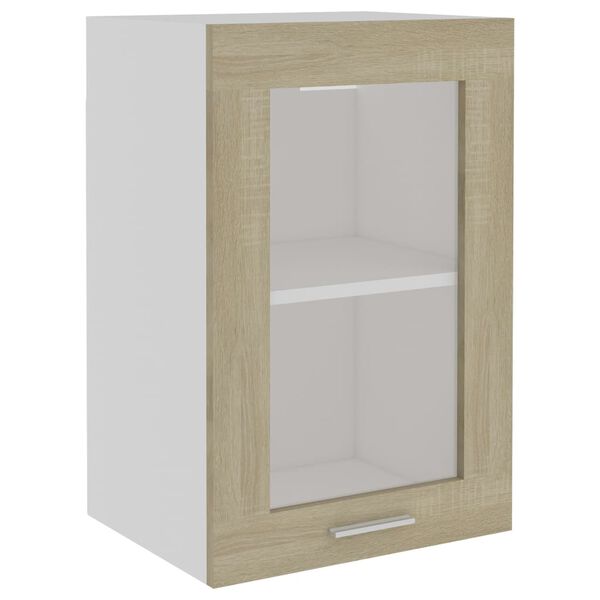 802508 vidaXL Hanging Glass Cabinet Sonoma Oak 40x31x60 cm Chipboard