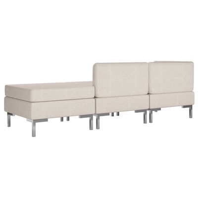 vidaXL Комплект диванів 3 од. Кремовий Тканина