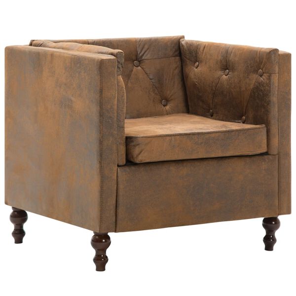 vidaXL Крісло Коричневий Тканина під замшу