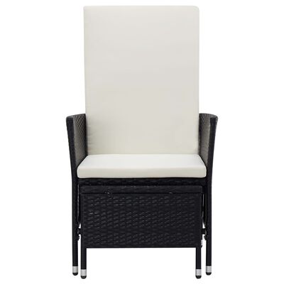vidaXL Відкидне садове крісло з подушками Чорний Поліротанг