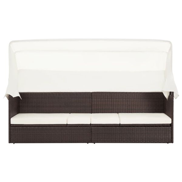vidaXL Садовий диван з навісом Коричневий Поліротанг