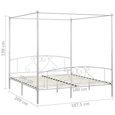 vidaXL Каркас ліжка з балдахіном Білий 180x200 см Метал