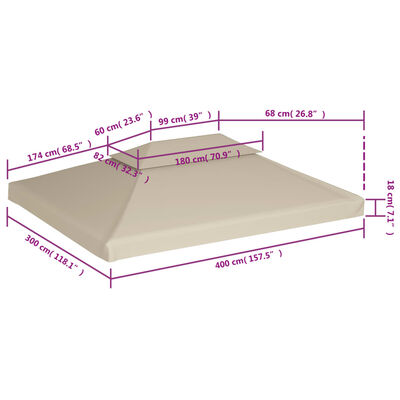 vidaXL Змінне покриття для альтанки 310 г/м² Бежевий 3х4 м