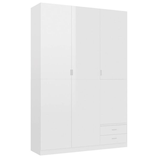 800798 vidaXL 3-Door Wardrobe High Gloss White 120x50x180 cm Chipboard