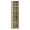 800849 vidaXL 5-Tier Book Cabinet Sonoma Oak 40x24x175 cm Chipboard