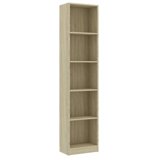 800849 vidaXL 5-Tier Book Cabinet Sonoma Oak 40x24x175 cm Chipboard