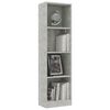 800841 vidaXL 4-Tier Book Cabinet Concrete Grey 40x24x142 cm Chipboard