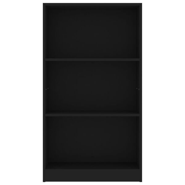 800865 vidaXL 3-Tier Book Cabinet Black 60x24x108 cm Chipboard