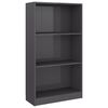 800872 vidaXL 3-Tier Book Cabinet High Gloss Grey 60x24x109 cm Engineered Wood