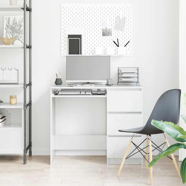 vidaXL Письмовий Стіл Глянцевий Білий 90x45x76 см ДСП