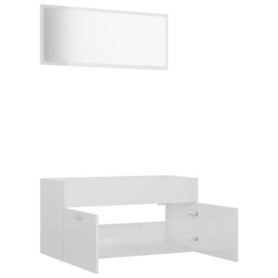 vidaXL Комплект меблів для ванної кімнати 2 од. Глянцевий білий ДСП