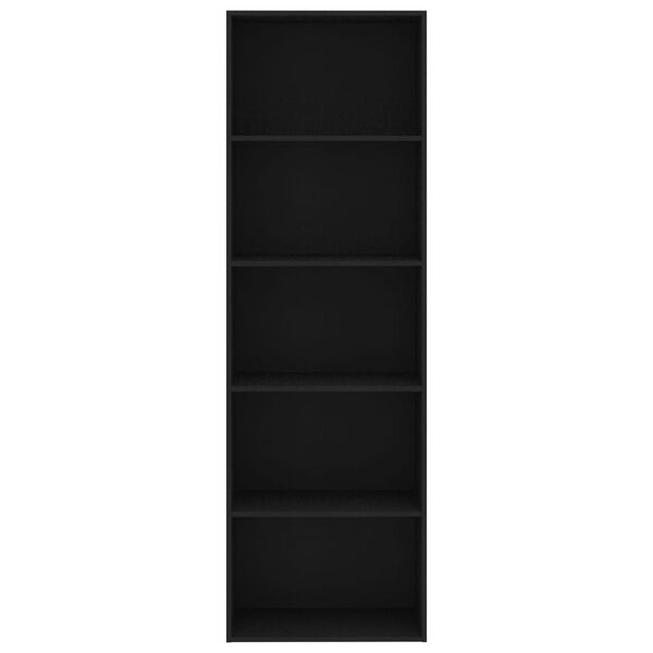 800991 vidaXL 5-Tier Book Cabinet Black 60x30x189 cm Chipboard