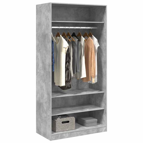 800229 vidaXL Wardrobe Concrete Grey 100x50x200 cm Chipboard
