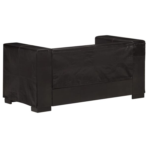 vidaXL Двомісний диван Чорний Натуральна шкіра