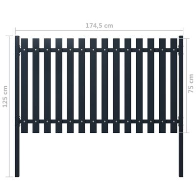 146470 vidaXL Fence Panel Anthracite 174,5x75 cm Powder-coated Steel