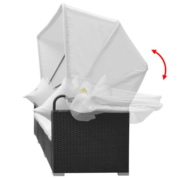 vidaXL Комплект Садових Меблів 7 Од. з Навісом Чорний Поліротанг