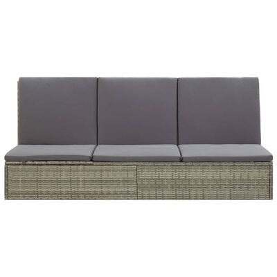 vidaXL Розкладний лежак-диван з подушками Сірий Поліротанг