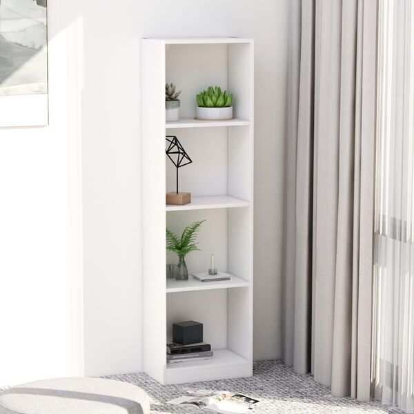 800837 vidaXL 4-Tier Book Cabinet White 40x24x142 cm Chipboard