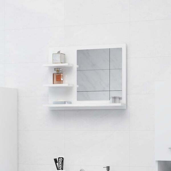805012 vidaXL Bathroom Mirror High Gloss White 60x10,5x45 cm Chipboard