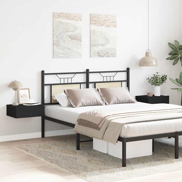 800309 vidaXL Floating Nightstands 2 pcs Black 40x30x15 cm Chipboard