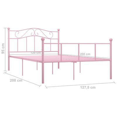 vidaXL Каркас Ліжка Рожевий 120x200 см Метал
