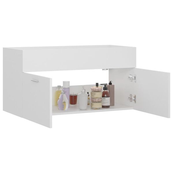 804665 vidaXL Sink Cabinet White 90x38,5x46 cm Chipboard