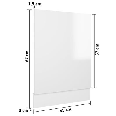 vidaXL Панель для Посудомийної Машини Глянцевий Білий 45x3x67 см ДСП