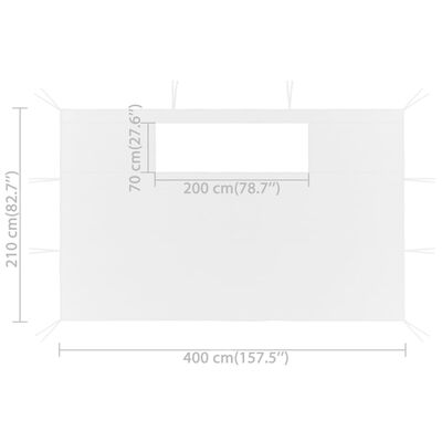 vidaXL Боковини для Альтанки з Вікнами 2 шт Білий 4x2,1 м 70 г/м²