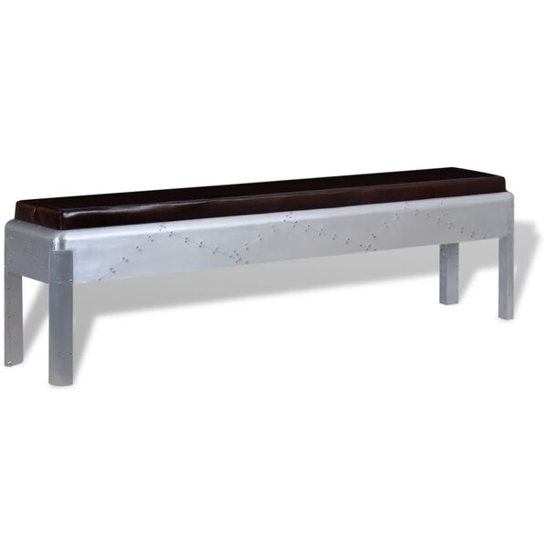 vidaXL Лавка-Авіатор 160x32x45 см Натуральна Шкіра