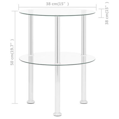 vidaXL Дворівневий приставний столик Прозорий 38 см Загартоване скло