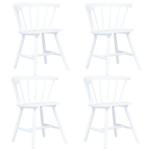 vidaXL Обідні стільці 4 шт Білий Масив гевеї