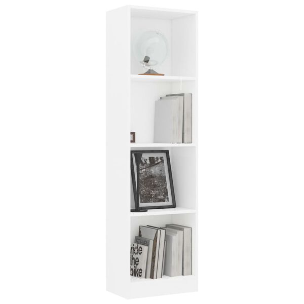 800837 vidaXL 4-Tier Book Cabinet White 40x24x142 cm Chipboard