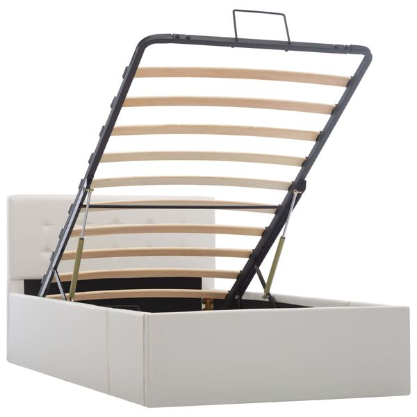 vidaXL Гідравлічний каркас ліжка Білий 100x200 см Штучна шкіра