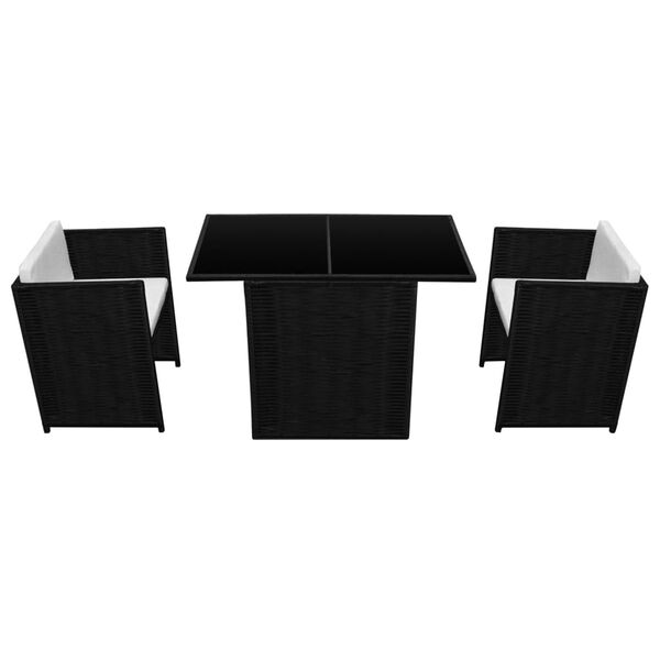 vidaXL Комплект Меблів для Бістро 3 Од. з Подушками Чорний Поліротанг
